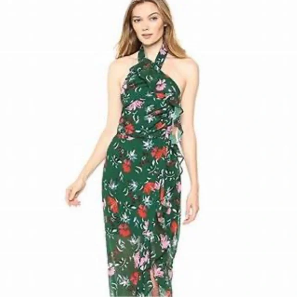 C/MEO Collective | Dresses | Cmeo Collective Green Floral Halter Dress |  Poshmark